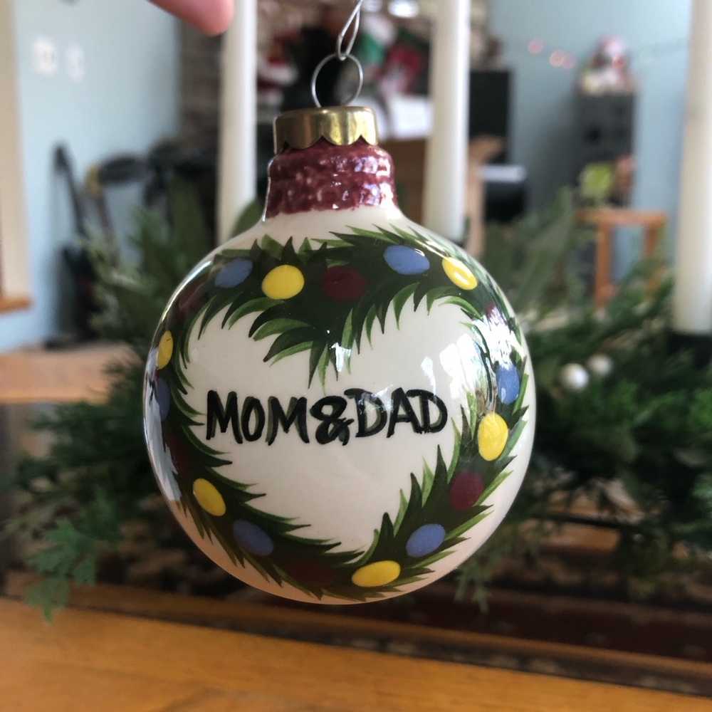 Nola Watkins Collection Hand Painted Holiday Mom & Dad Ornament